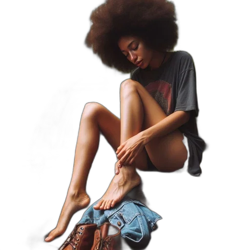 shoes, hair, dress, photorealistic transparent PNG cut-out