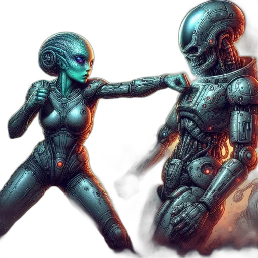 robot, concept art, cyberpunk, comic book art transparent PNG cut-out