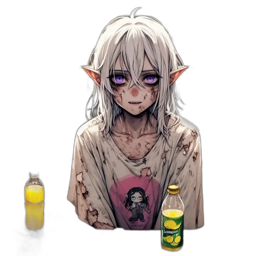 bottle, creature, face, staff transparent PNG cut-out