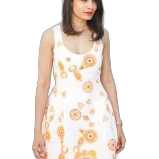 dress, woman, sleeveless, white transparent PNG cut-out