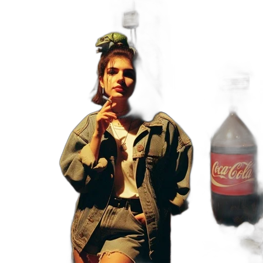 jacket, bottle, weapon, vaporwave transparent PNG cut-out