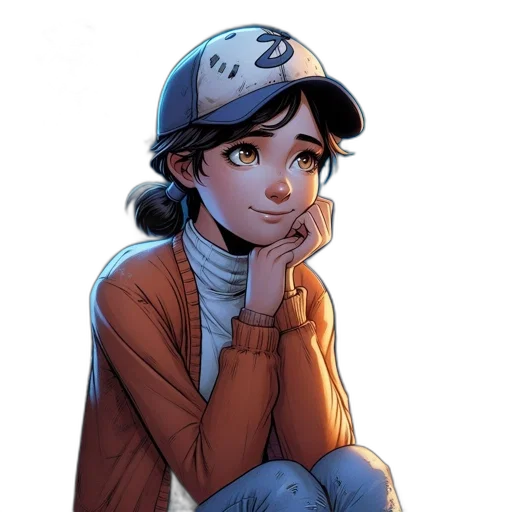 hat, jacket, face, comic book art transparent PNG cut-out