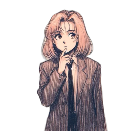 jacket, staff, dress, hair transparent PNG cut-out
