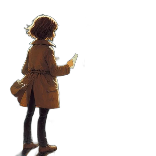 jacket, dress, staff, weapon transparent PNG cut-out