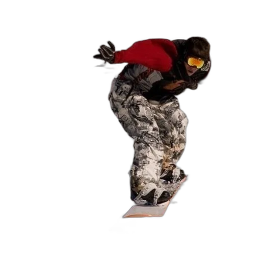 snowboarder, red, jacket, patterned transparent PNG cut-out