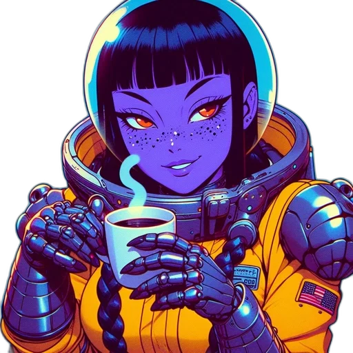 robot, jacket, face, cyberpunk transparent PNG cut-out