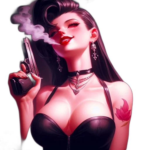 weapon, dress, cyberpunk, comic book art transparent PNG cut-out