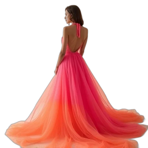 dress, photorealistic, 3d render, neon transparent PNG cut-out