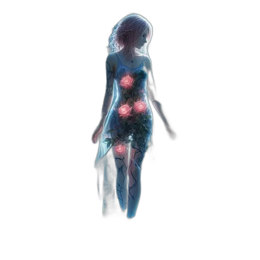 dress, robot, creature, staff transparent PNG cut-out
