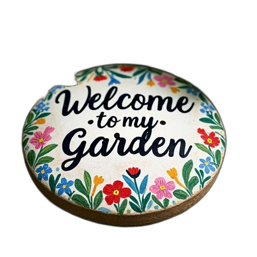 painted, garden, stepping, stone transparent PNG cut-out