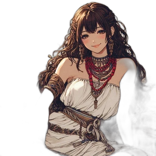 dress, jewelry, sword, staff transparent PNG cut-out