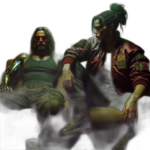 concept art, cyberpunk, comic book art, fantasy art transparent PNG cut-out