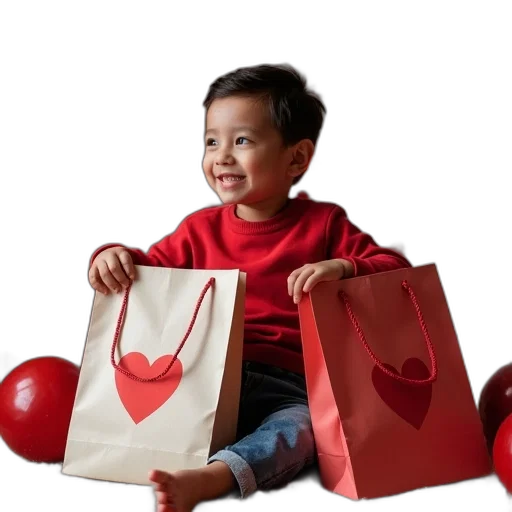 red, young, boy, sitting transparent PNG cut-out