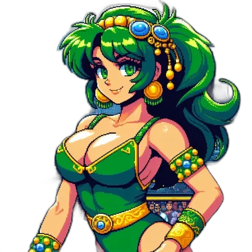 dress, staff, weapon, pixel art transparent PNG cut-out