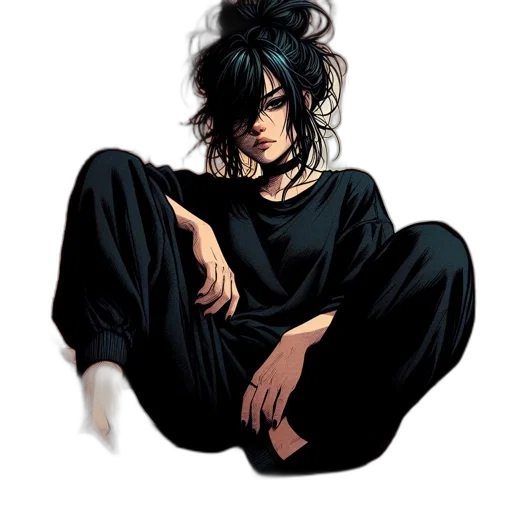 jacket, hair, comic book art, concept art transparent PNG cut-out