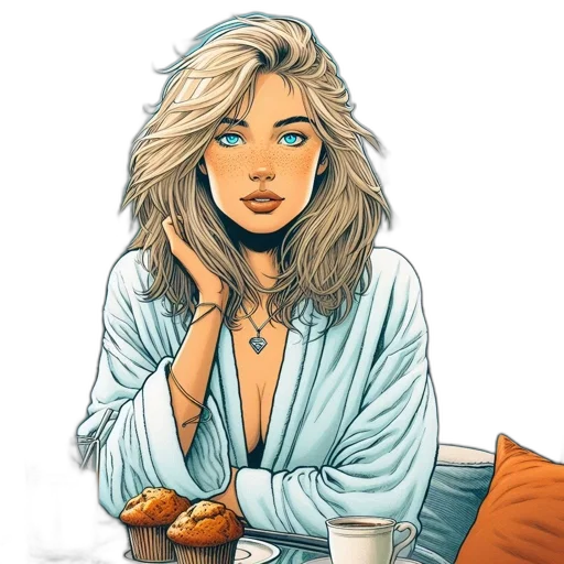 jewelry, face, comic book art, cartoon transparent PNG cut-out