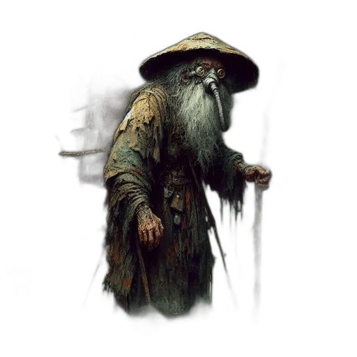 staff, hat, creature, face transparent PNG cut-out