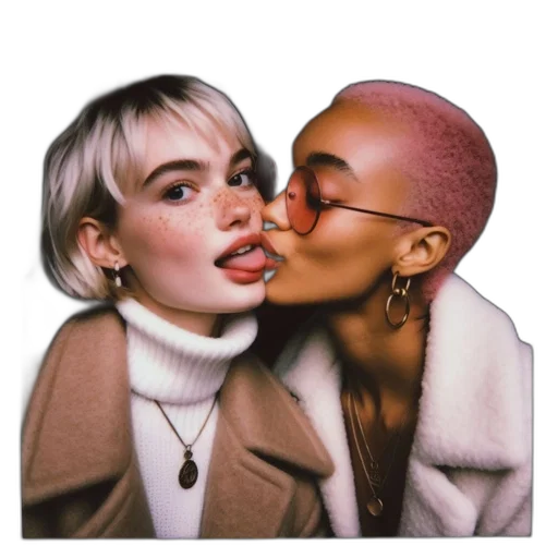 jacket, face, jewelry, hair transparent PNG cut-out