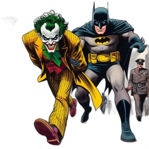 comic book art, concept art, batman, pursues transparent PNG cut-out