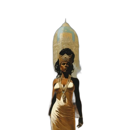 dress, jewelry, staff, crown transparent PNG cut-out