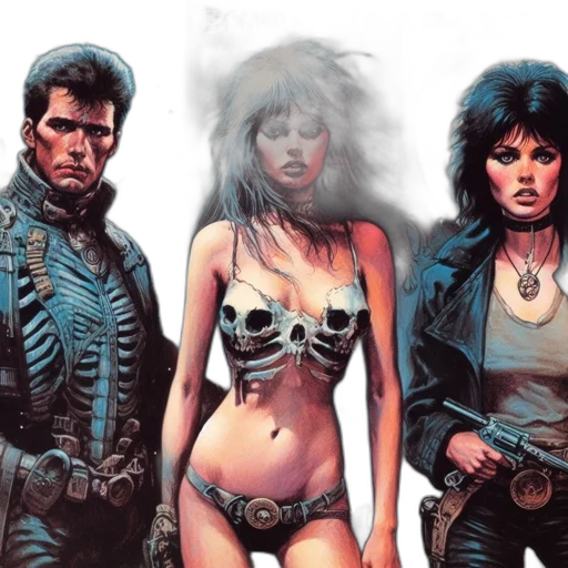 comic book art, concept art, cyberpunk, fantasy art transparent PNG cut-out
