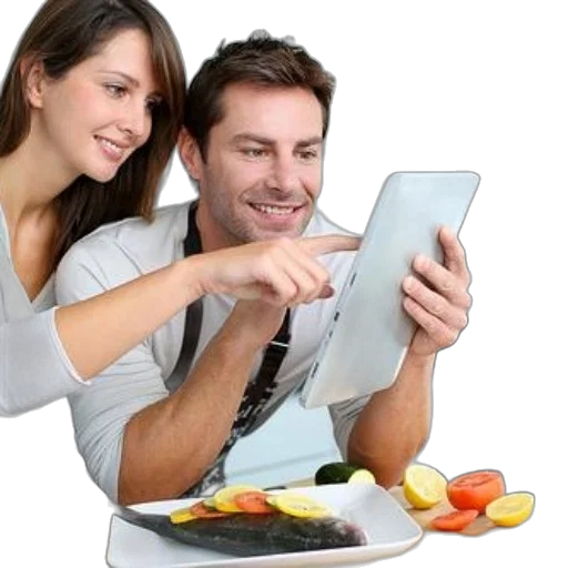 food, couple, kitchen, using transparent PNG cut-out