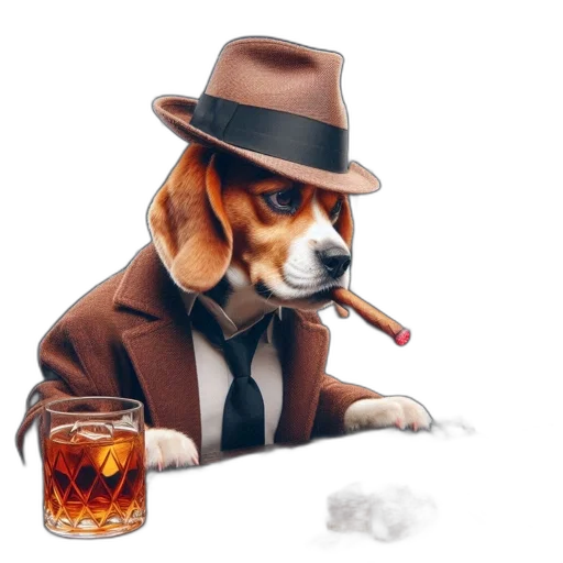 animal, hat, jacket, staff transparent PNG cut-out