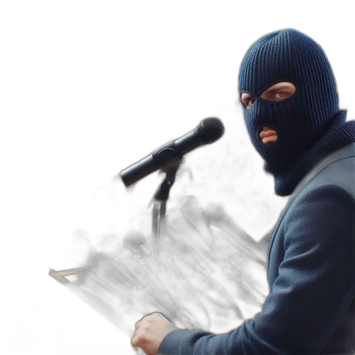 mask, jacket, weapon, face transparent PNG cut-out