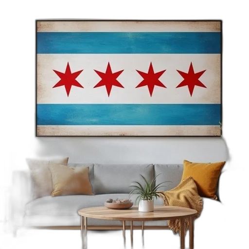 chicago, flag, seen, image transparent PNG cut-out
