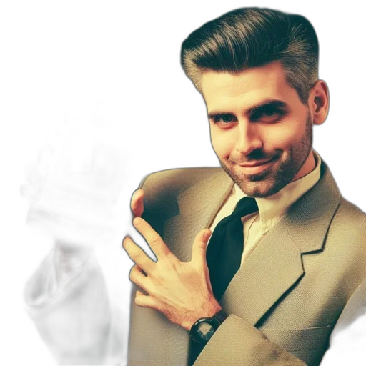 jacket, hair, face, photorealistic transparent PNG cut-out