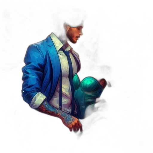 jacket, staff, robot, face transparent PNG cut-out