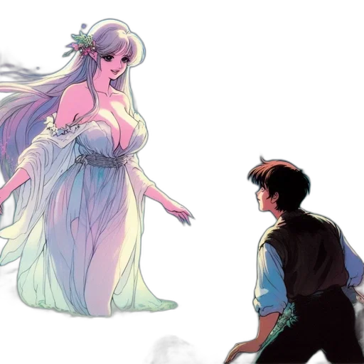 dress, concept art, watercolor, vaporwave transparent PNG cut-out