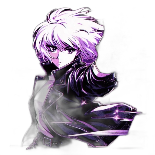 jacket, hair, staff, mask transparent PNG cut-out