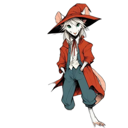hat, staff, jacket, creature transparent PNG cut-out