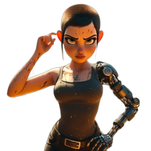 robot, jacket, weapon, face transparent PNG cut-out