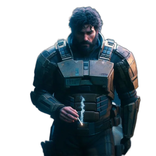 jacket, robot, weapon, face transparent PNG cut-out