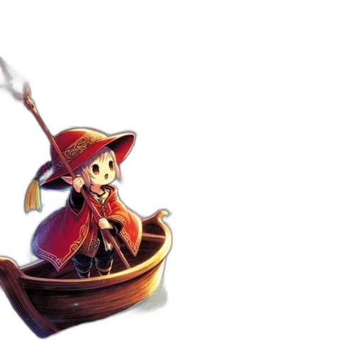 staff, hat, weapon, 3d render transparent PNG cut-out