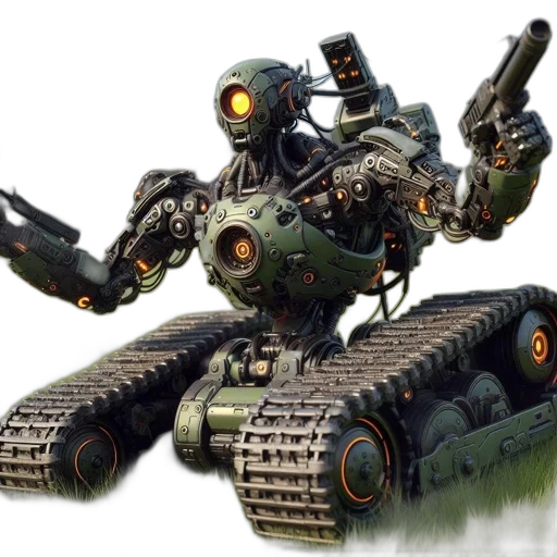 robot, weapon, concept art, 3d render transparent PNG cut-out