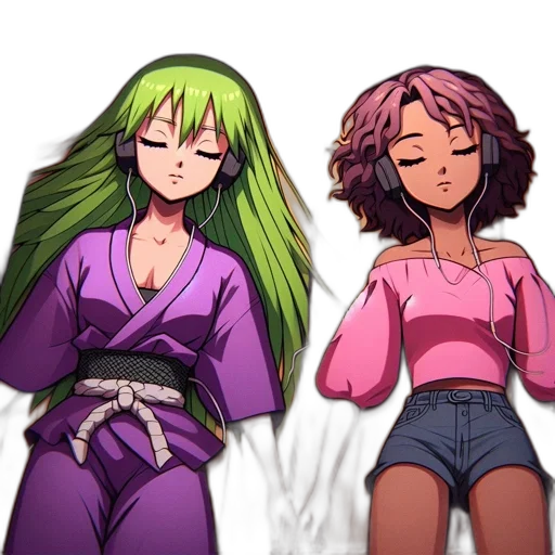 dress, hair, anime, concept art transparent PNG cut-out