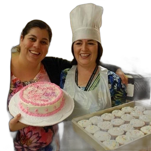 two, women, kitchen, cake transparent PNG cut-out