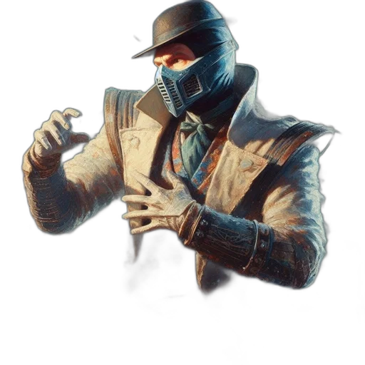 mask, staff, jacket, weapon transparent PNG cut-out