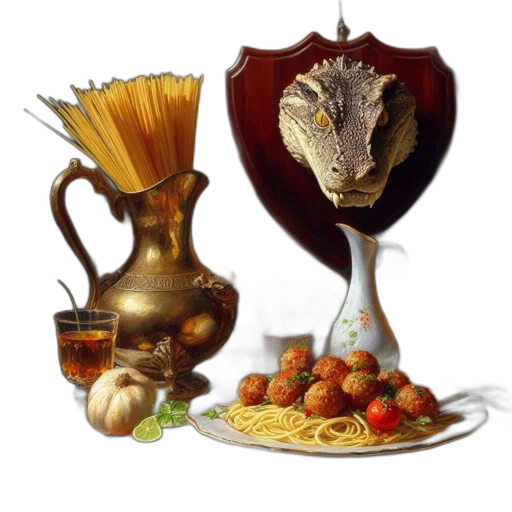 food, dragon, fantasy art, photorealistic transparent PNG cut-out
