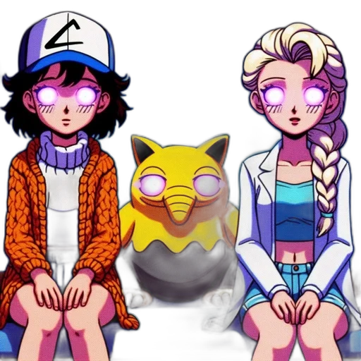 pixel art, vaporwave, anime, cartoon transparent PNG cut-out