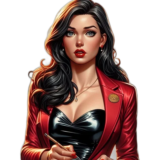 jewelry, jacket, comic book art, fantasy art transparent PNG cut-out