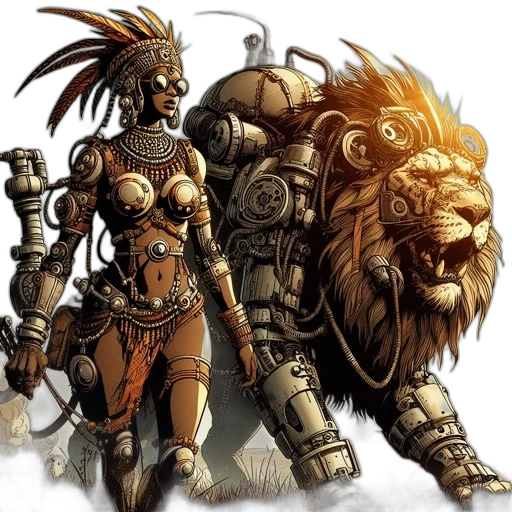 concept art, fantasy art, comic book art, earth tones transparent PNG cut-out