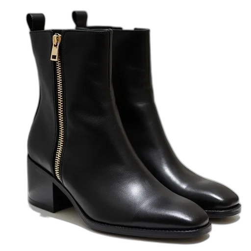 shoes, women, black, leather transparent PNG cut-out