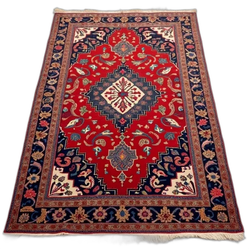 vibrant, multicolored, persian, rug transparent PNG cut-out