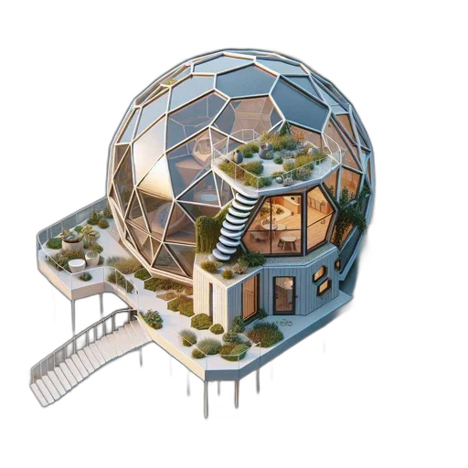 building, umbrella, 3d render, concept art transparent PNG cut-out