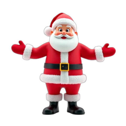 3d render, animated, santa, claus transparent PNG cut-out