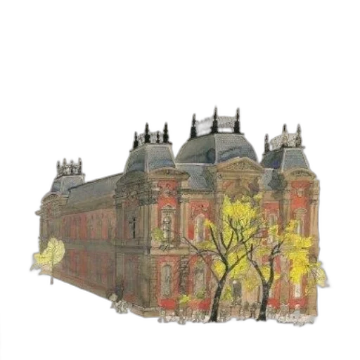 building, concept art, watercolor, photorealistic transparent PNG cut-out